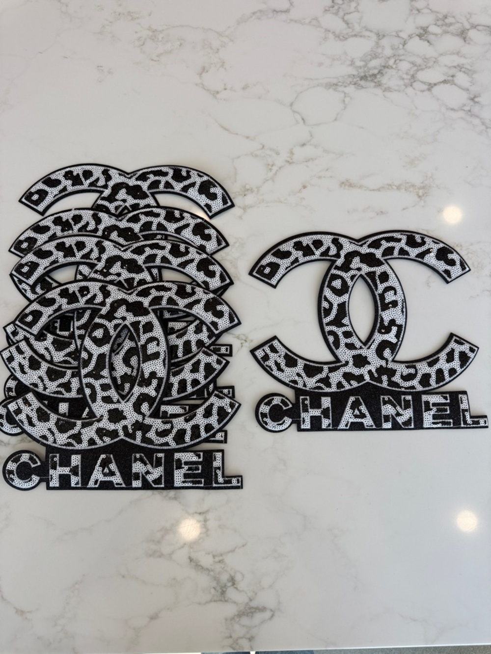 Hand Crafted Leopard Logo Iron-On Patches in Black & White